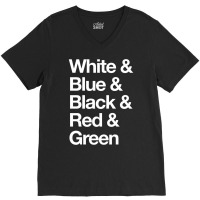 White & Blue & Black & Red & Green   Reversed 25 V-neck Tee | Artistshot