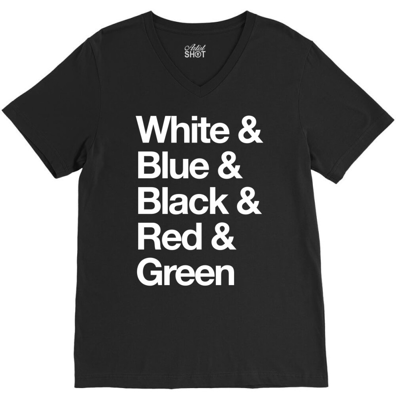 White & Blue & Black & Red & Green   Reversed 25 V-Neck Tee by slavissweersq | Artistshot