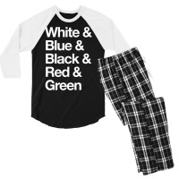 White & Blue & Black & Red & Green   Reversed 30 Men's 3/4 Sleeve Pajama Set | Artistshot