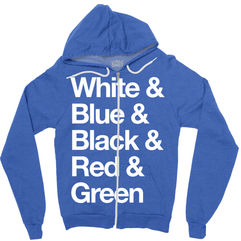 White & Blue & Black & Red & Green   Reversed 6 Zipper Hoodie by slavissweersq | Artistshot