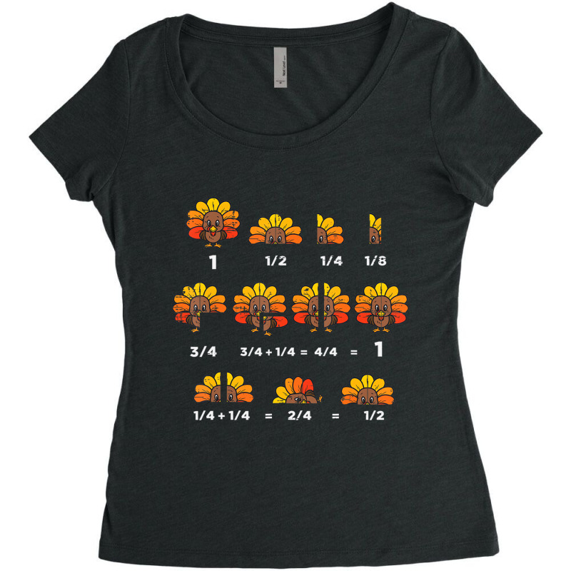 Thanksgiving Turkey Math Fraction Funny Teacher Me Women's Triblend Scoop T-shirt by bettincam | Artistshot