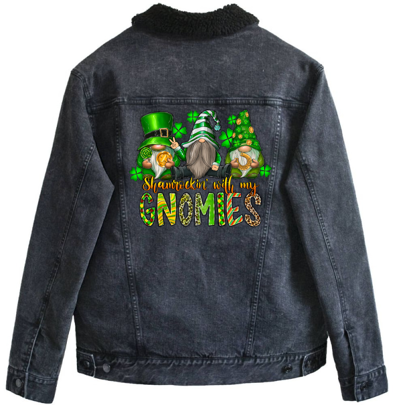 Shamrockin With My Gnomies Unisex Sherpa-Lined Denim Jacket by SublimationCraftShop | Artistshot