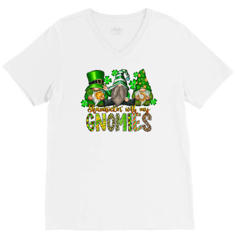 Shamrockin With My Gnomies V-Neck Tee by SublimationCraftShop | Artistshot