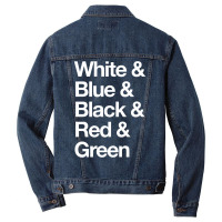 White & Blue & Black & Red & Green   Reversed 33 Men Denim Jacket | Artistshot