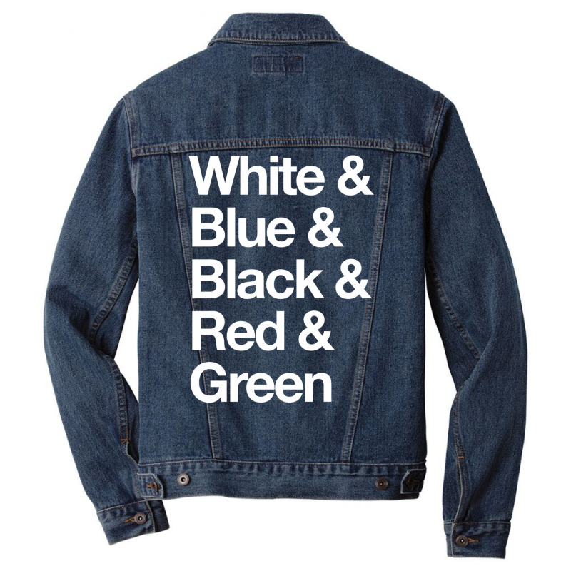 White & Blue & Black & Red & Green   Reversed 33 Men Denim Jacket by hubricdelpr | Artistshot