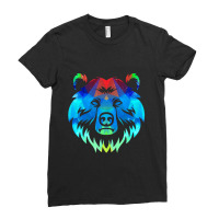 Grizzly Brown Bear Colorful Geometry Geometric Sha Ladies Fitted T-shirt | Artistshot