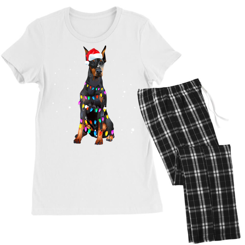 Christmas Lights Doberman T Shirt Cute Gifts For D Women's Pajamas Set by imelde | Artistshot