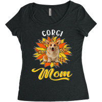 Corgi Mom Leopard Sunflower Dog Lover Happy Mother Women's Triblend Scoop T-shirt | Artistshot