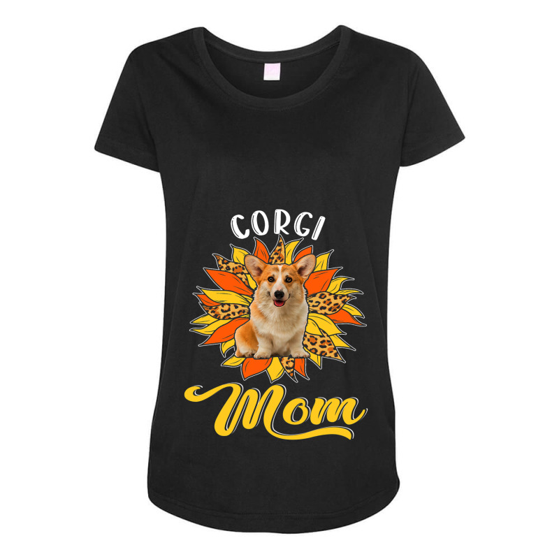 Corgi Mom Leopard Sunflower Dog Lover Happy Mother Maternity Scoop Neck T-shirt by DEBORAHBOURSSIQUOT | Artistshot