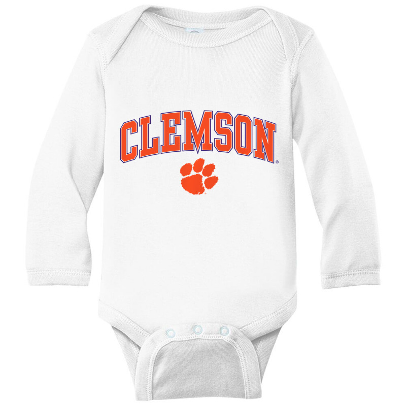 Clemson Tigers Arch Over Heather Gray Officially L Long Sleeve Baby Bodysuit by stausss | Artistshot