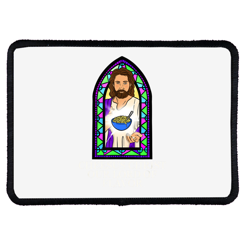 Mac And Cheese Lover Cheesus Christ Our Lord In Fl Rectangle Patch By ...