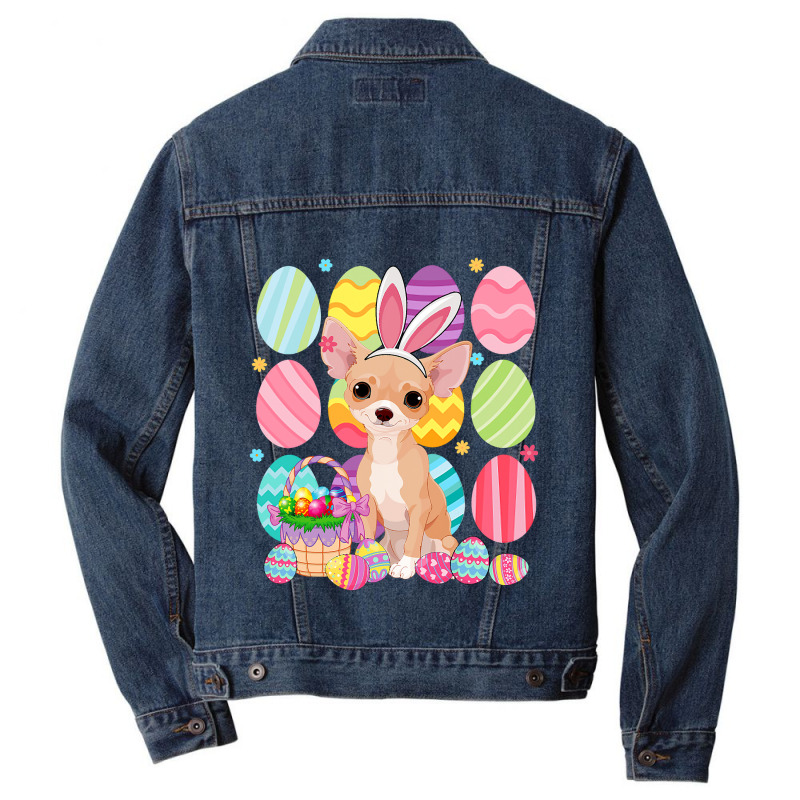 Cute Chihuahua Easter Bunny Ear Colorful Easter Eg Men Denim Jacket by spreesgomez | Artistshot