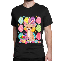 Cute Chihuahua Easter Bunny Ear Colorful Easter Eg Classic T-shirt | Artistshot