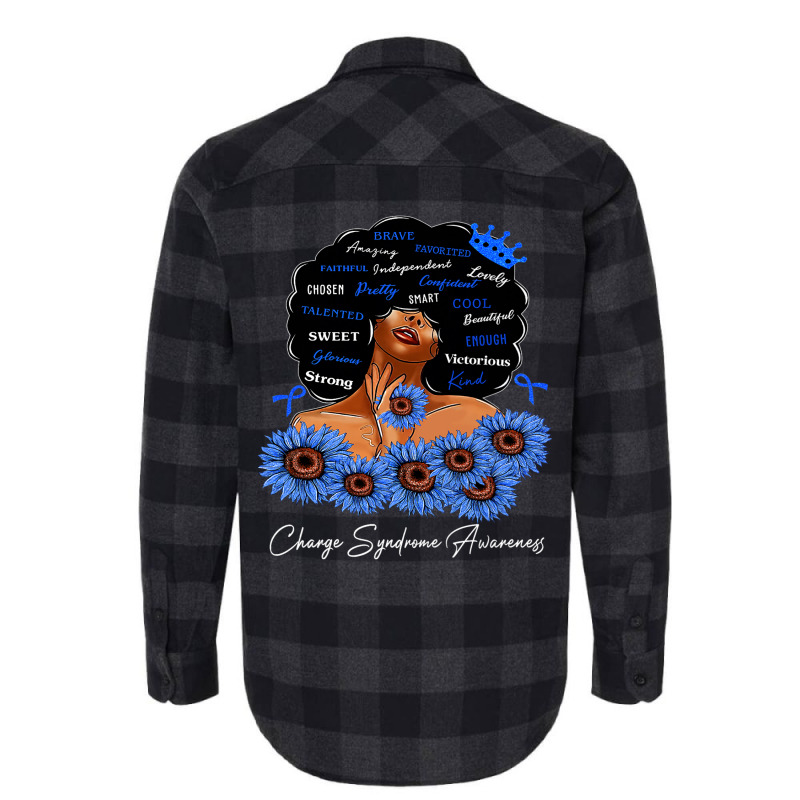 Charge Syndrome Awareness We Wear Blue Black Woman Flannel Shirt | Artistshot