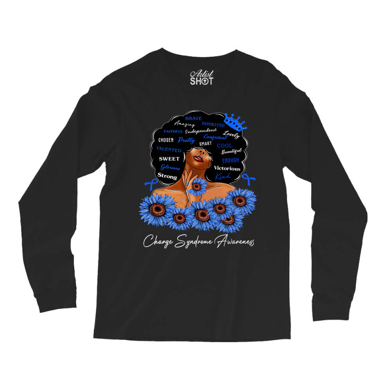 Charge Syndrome Awareness We Wear Blue Black Woman Long Sleeve Shirts | Artistshot