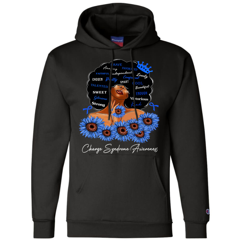 Charge Syndrome Awareness We Wear Blue Black Woman Champion Hoodie | Artistshot