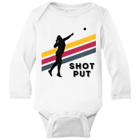 Shot Put Girl Retro Stripe   Track & Field Shot Pu Long Sleeve Baby Bodysuit | Artistshot