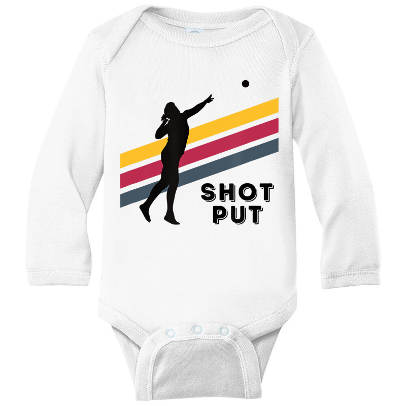 Shot Put Girl Retro Stripe   Track & Field Shot Pu Long Sleeve Baby Bodysuit by qadina | Artistshot