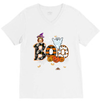 Boo Creepy Owl Pumpkin Ghost Funny Halloween Costu V-neck Tee | Artistshot