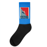 No Talk Me Im Angy Meme Shepard Fairey Style Illus Socks | Artistshot