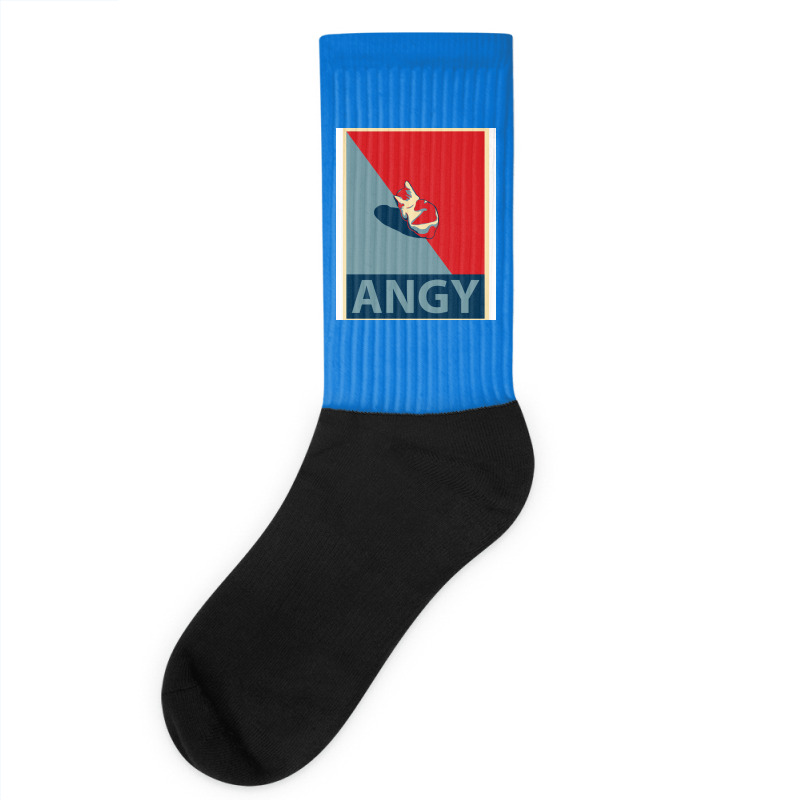 No Talk Me Im Angy Meme Shepard Fairey Style Illus Socks | Artistshot