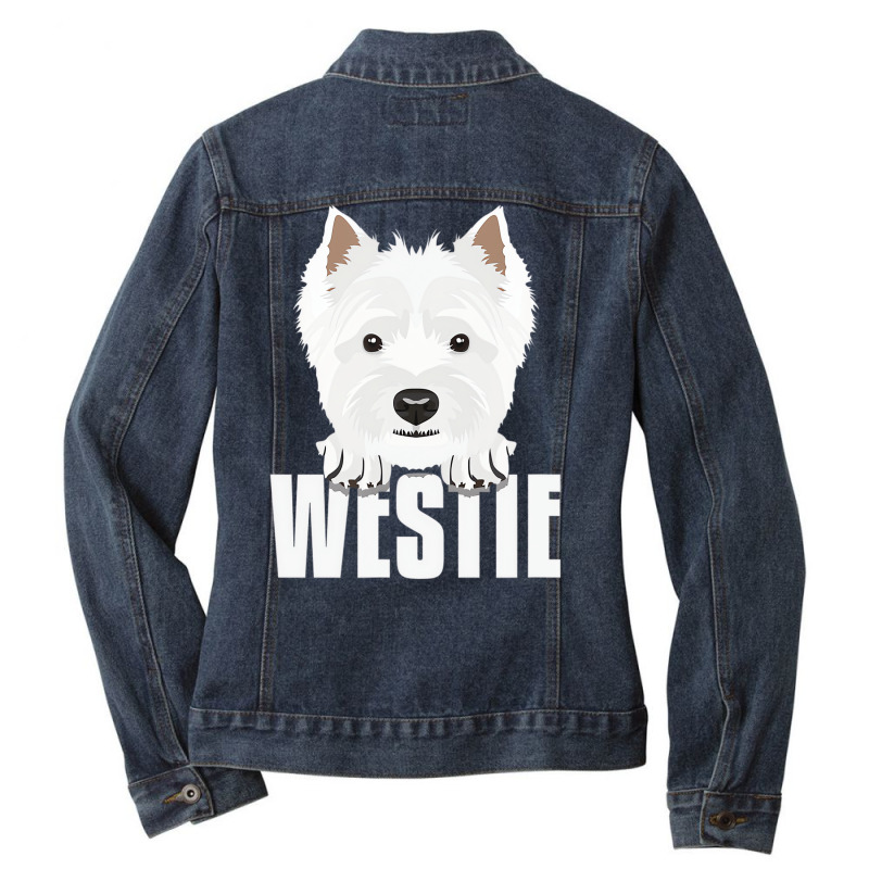 Smiling West Highland White Terrier T Shirt Ladies Denim Jacket by qadina | Artistshot