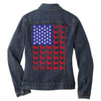 Jack Russell Terrier American Flag Ladies Denim Jacket | Artistshot