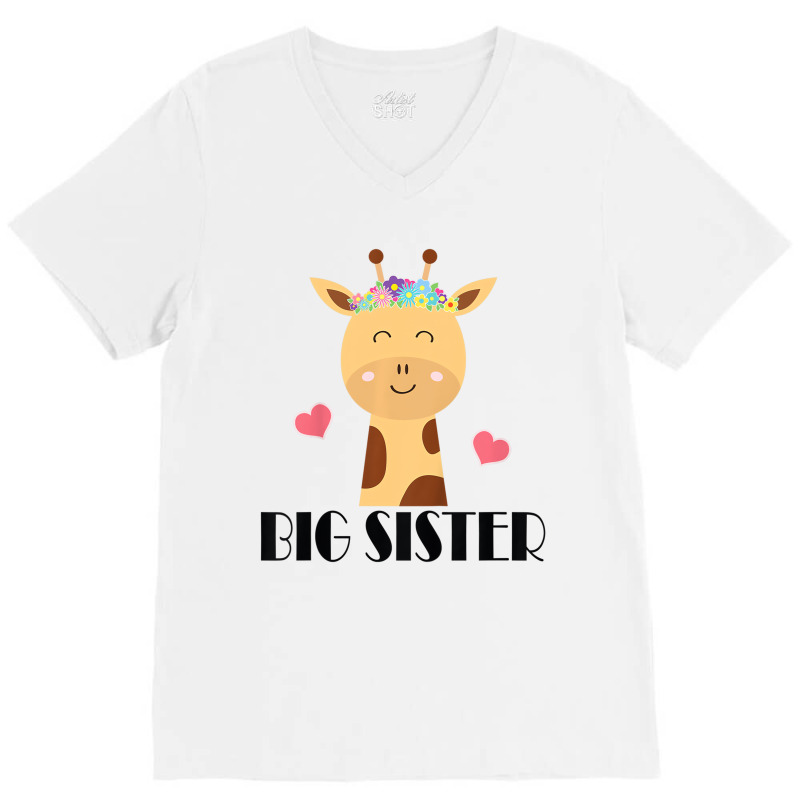 Kids Big Sister Giraffe Big Sis T Shirt V-Neck Tee by voutsro | Artistshot