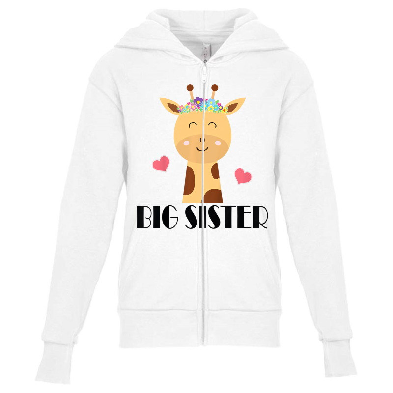 Kids Big Sister Giraffe Big Sis T Shirt Youth Zipper Hoodie by voutsro | Artistshot