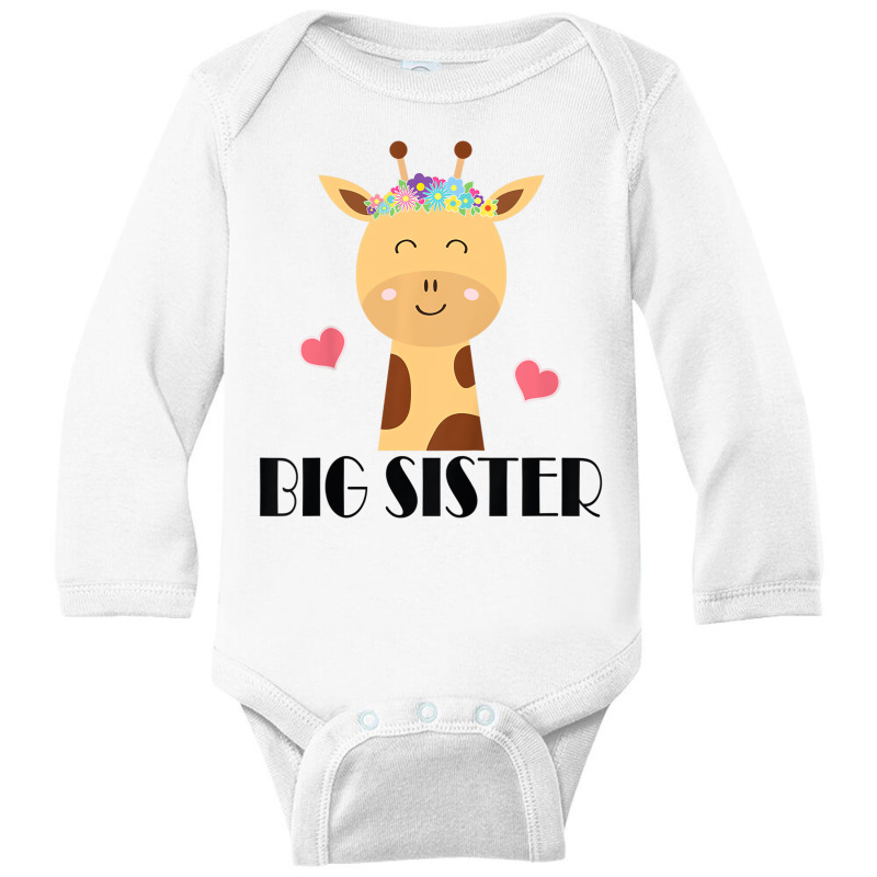 Kids Big Sister Giraffe Big Sis T Shirt Long Sleeve Baby Bodysuit by voutsro | Artistshot