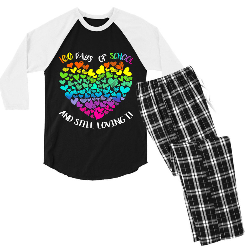 Cute 100 Days Of School And Still Loving It Hearts Men's 3/4 Sleeve Pajama Set | Artistshot