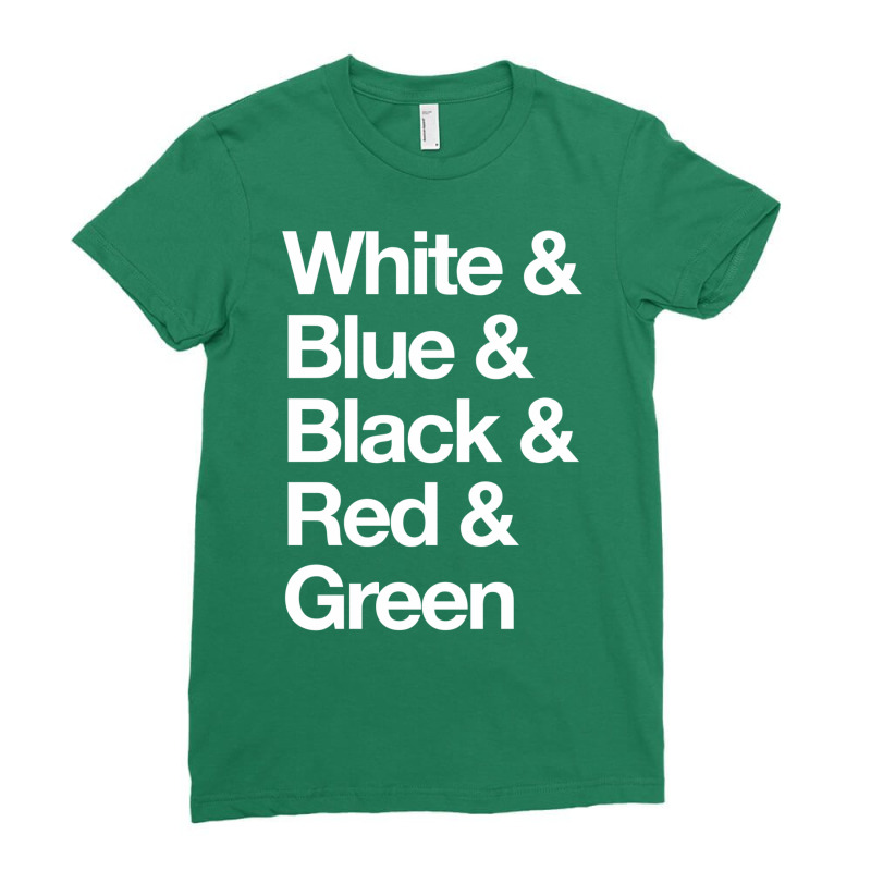 White & Blue & Black & Red & Green   Reversed 20 Ladies Fitted T-Shirt by kubalgopinc | Artistshot