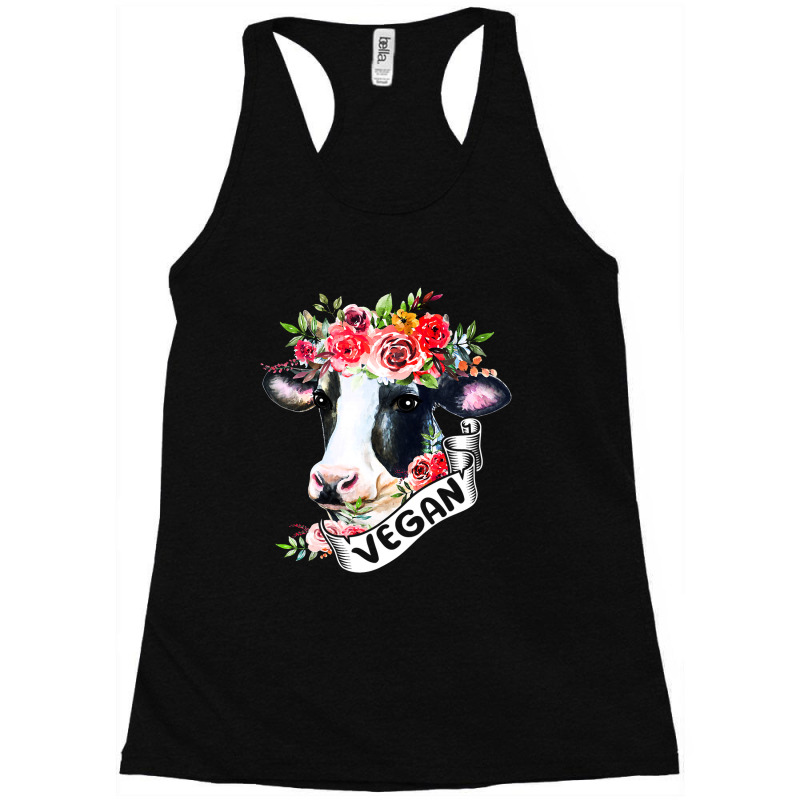 Funny Vegan Flower Cow Vegetarian Lovers Animals C Racerback Tank by kerrmanthez | Artistshot