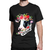 Funny Vegan Flower Cow Vegetarian Lovers Animals C Classic T-shirt | Artistshot