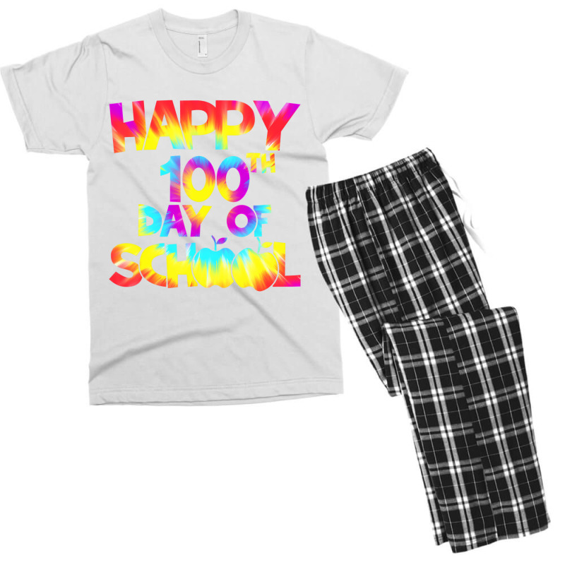 Tie Dye Happy 100th Day Of School Teacher Student Men's T-shirt Pajama Set | Artistshot