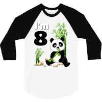 8 Year Old Gifts 8th Birthday Party Animal Panda L 3/4 Sleeve Shirt | Artistshot