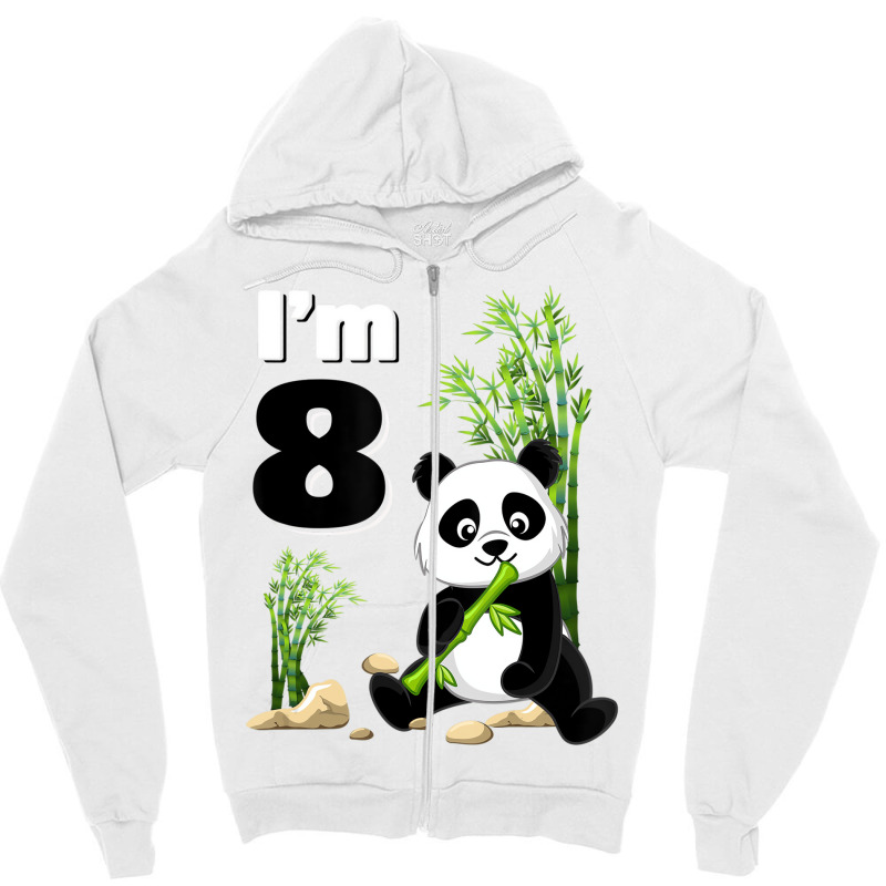 8 Year Old Gifts 8th Birthday Party Animal Panda L Zipper Hoodie | Artistshot