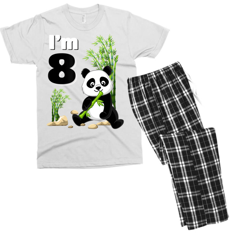 8 Year Old Gifts 8th Birthday Party Animal Panda L Men's T-shirt Pajama Set | Artistshot