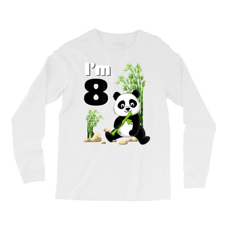 8 Year Old Gifts 8th Birthday Party Animal Panda L Long Sleeve Shirts | Artistshot