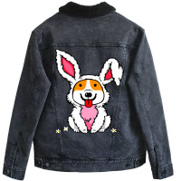 Cute Corgi Easter Bunny Costume Kids Design Unisex Sherpa-lined Denim Jacket | Artistshot