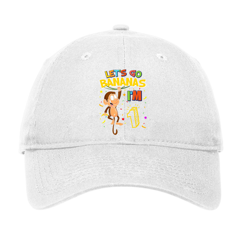 Kids Lets Go Bananas 1st Birthday Monkey 1 Year Ol Adjustable Cap by catricegar | Artistshot