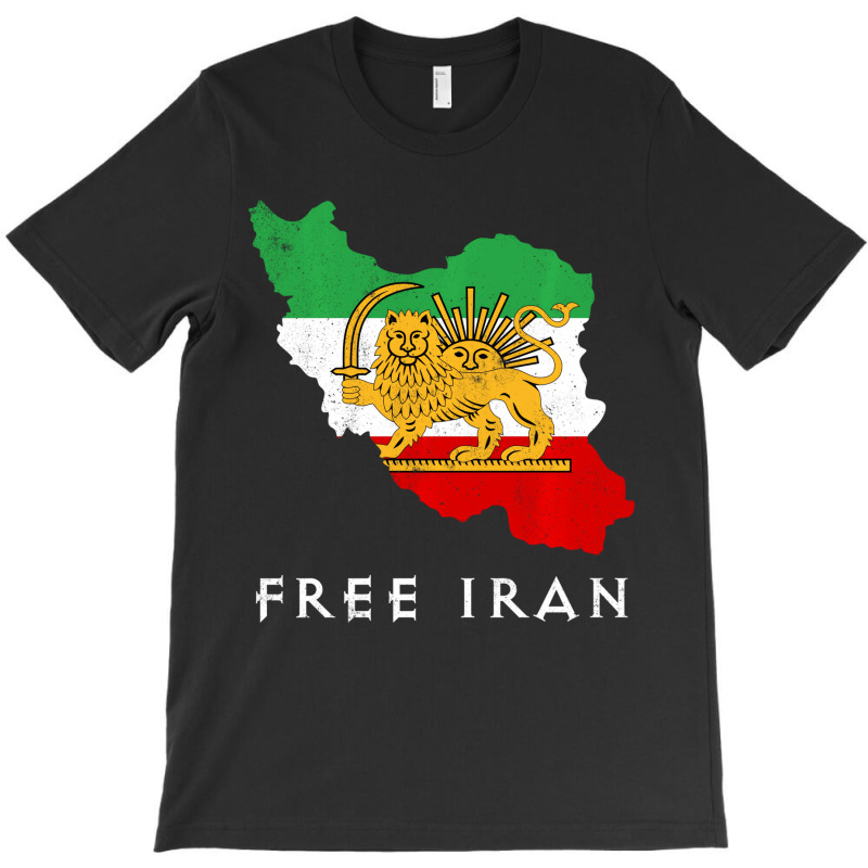 Iran Flag Map Lion Sun Sword Free Iran Support Wom T-shirt | Artistshot