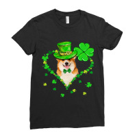 Cute Corgi Saint Patricks Day Dogs Dad Mom Ladies Fitted T-shirt | Artistshot