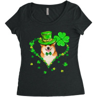 Cute Corgi Saint Patricks Day Dogs Dad Mom Women's Triblend Scoop T-shirt | Artistshot