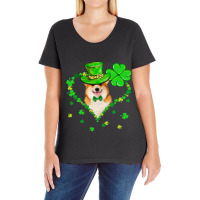 Cute Corgi Saint Patricks Day Dogs Dad Mom Ladies Curvy T-shirt | Artistshot