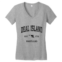 Deal Island Maryland Md Vintage Athletic Black Spo Women's V-neck T-shirt | Artistshot