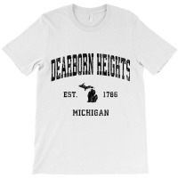 Dearborn Heights Michigan Mi Vintage Athletic Blac T-shirt | Artistshot