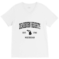 Dearborn Heights Michigan Mi Vintage Athletic Blac V-neck Tee | Artistshot