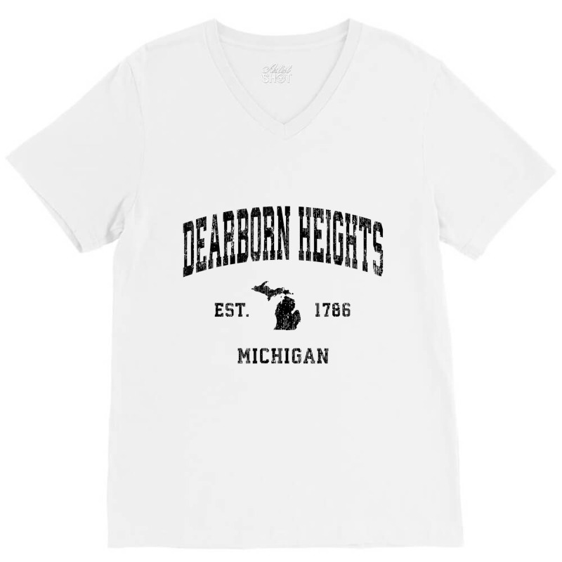 Dearborn Heights Michigan Mi Vintage Athletic Blac V-neck Tee | Artistshot