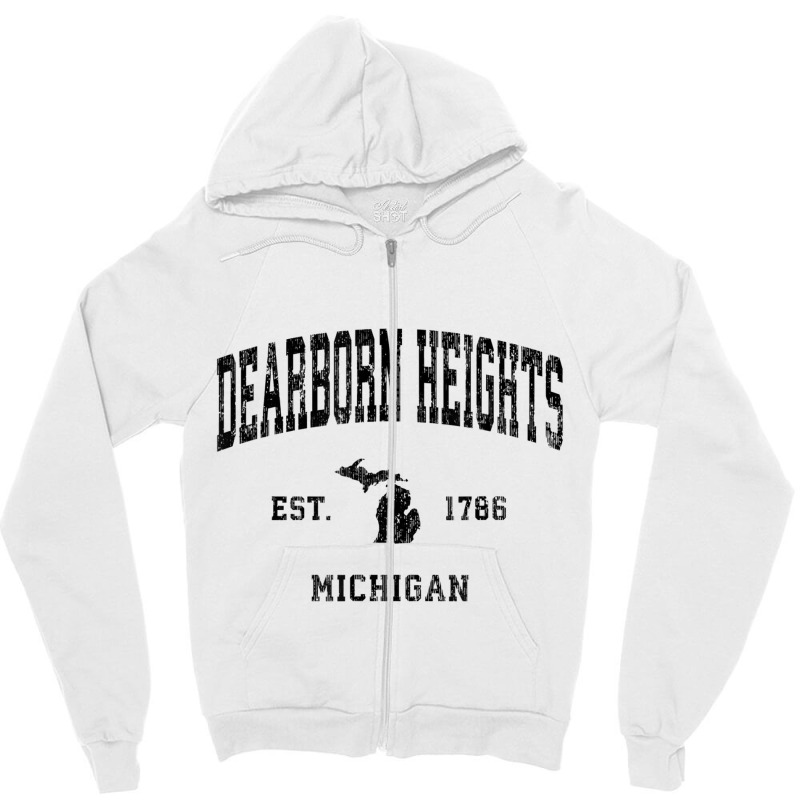 Dearborn Heights Michigan Mi Vintage Athletic Blac Zipper Hoodie | Artistshot